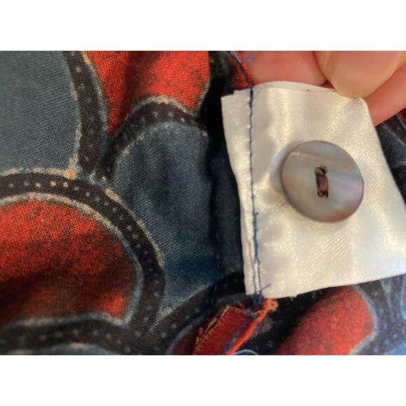 India-made 100% Organic Cotton Tunic Red & Blue pattern - Picture 6 of 14